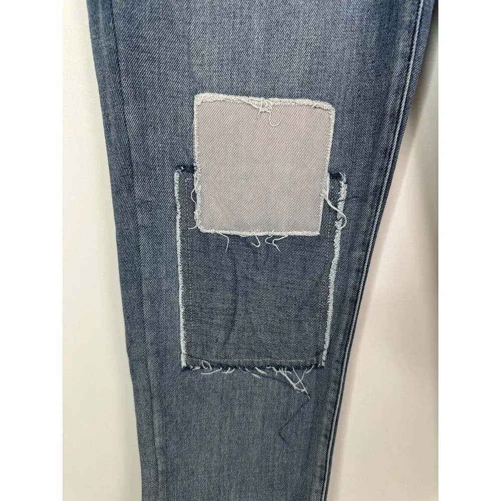 Lauren Ralph Lauren Jeans Women's 6 Patchwork Relaxed‎ Tapered Denim Estate Blue